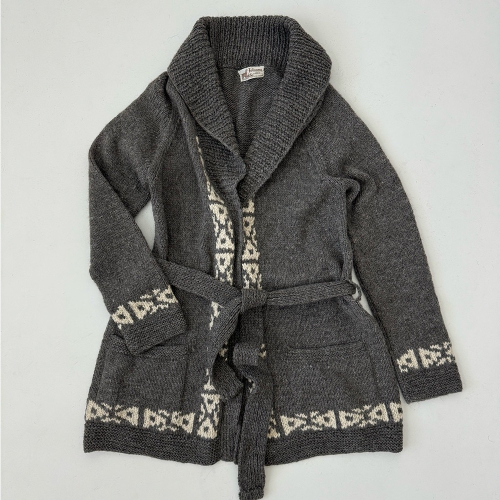 Cozy Gray and Cream Cardigan Sweater